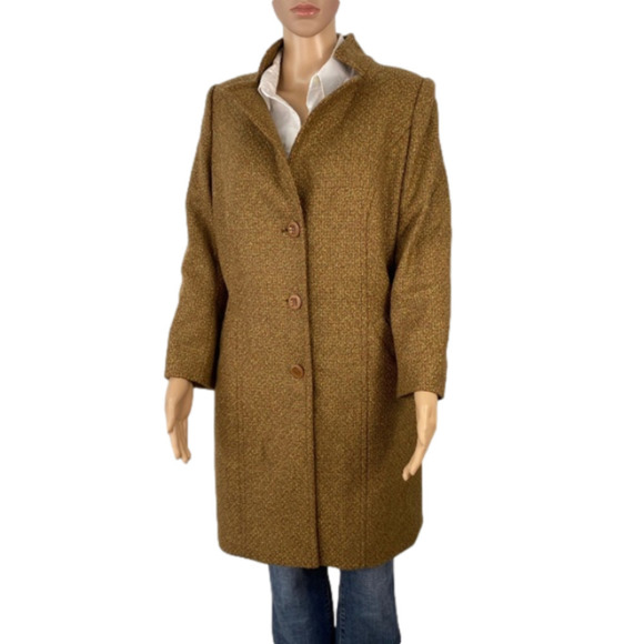 Vintage unbranded tweed ladies long trench style coat size S/M - Picture 4 of 16